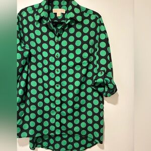 Michael Kors Black Shirt with Green Polka Dots